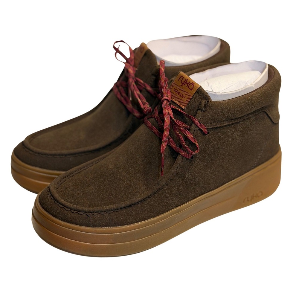 Ryka Vibrant Booties Brown‎ Washable Lace Up Suede Chukka Ankle Boots Shoes 9.5